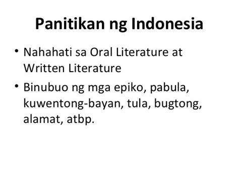 Filipino 9 Panitikan ng Indonesia .